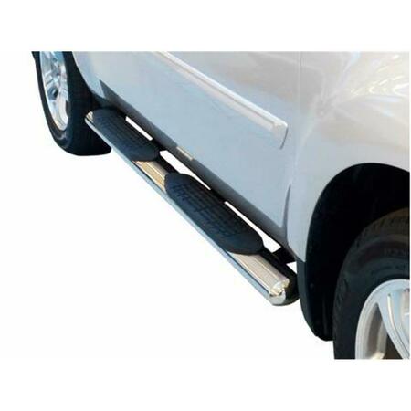 BROADFEET 4 in. Straight Oval Polished Stainless Steel Side Bars- 2007-2011 SBHO-281-72